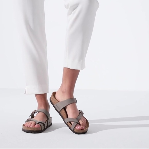 NWT Birkenstock Mayari Birko-Flor Nubuck Stone Thong Sandals - Picture 4 of 14